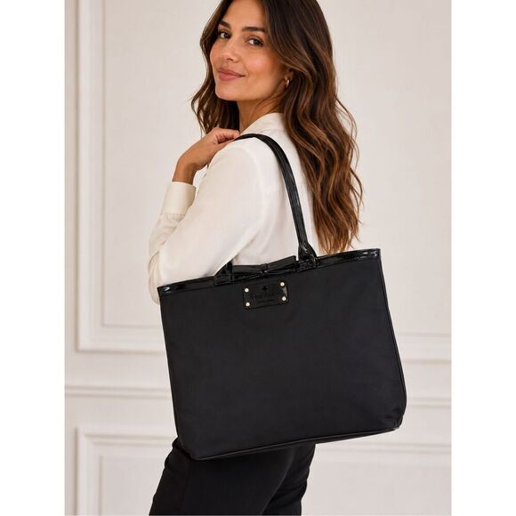 kate spade Handbags - Kate Spade New York Vintage Black Bow Nylon Tote Bag, $268